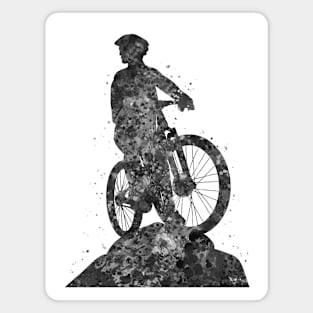 Mountain biker black and white Magnet